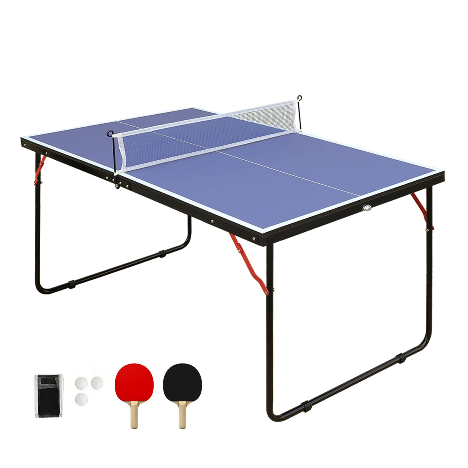 Premium Foldable Ping Pong Table Set - 100% Preassembled Indoor/Outdoor Table Tennis Game for Family Fun | Backyard, Garage & Game Room Use