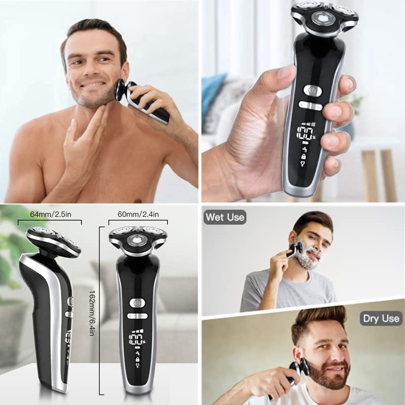 3-Speed Electric Head Shaver for Bald Men - Rechargeable Wet/Dry Beard Trimmer & Body Grooming Kit with Facial Razor (Set) - Perfect for Travel, Gym & Daily Shaving Routine