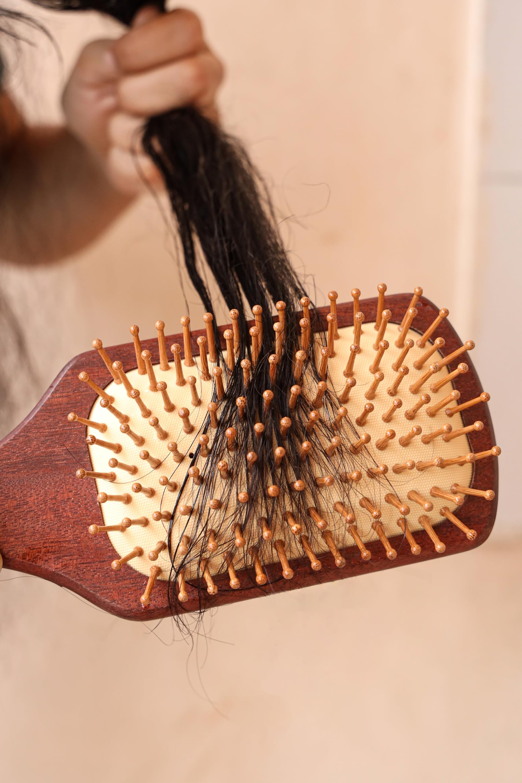Premium Wooden Hair Brush for Women & Men - Boar Bristle Paddle Brush for Hair Growth & Styling