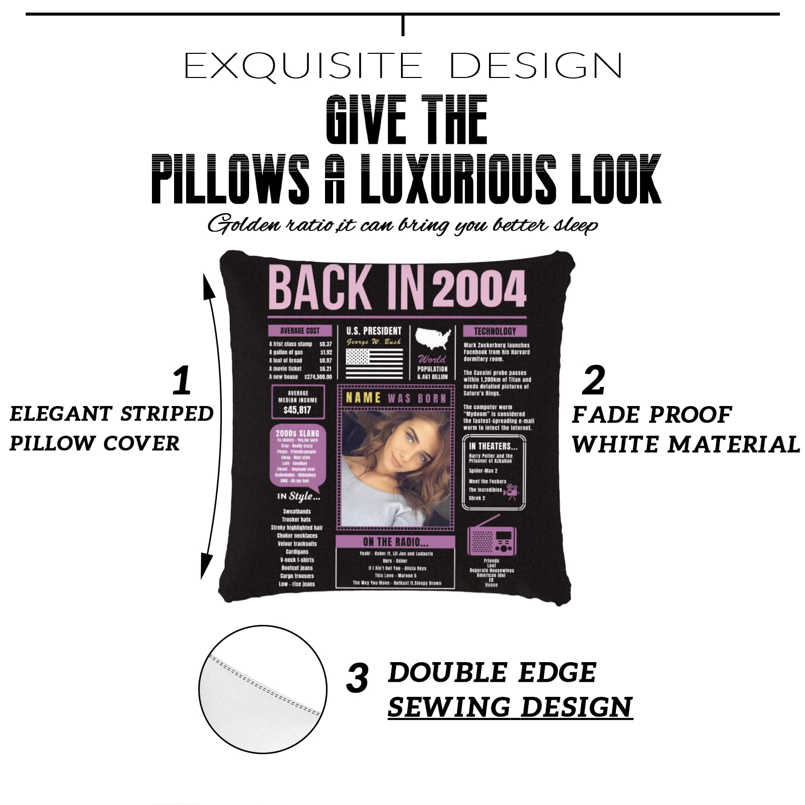 20th Birthday Candles & Purple Custom Throw Pillow - Super Soft 2004 Birthday Party Decorations for Boys, Girls, Men & Women - Perfect for Sofa Decor, Birthday Gifts & Celebration Scenes