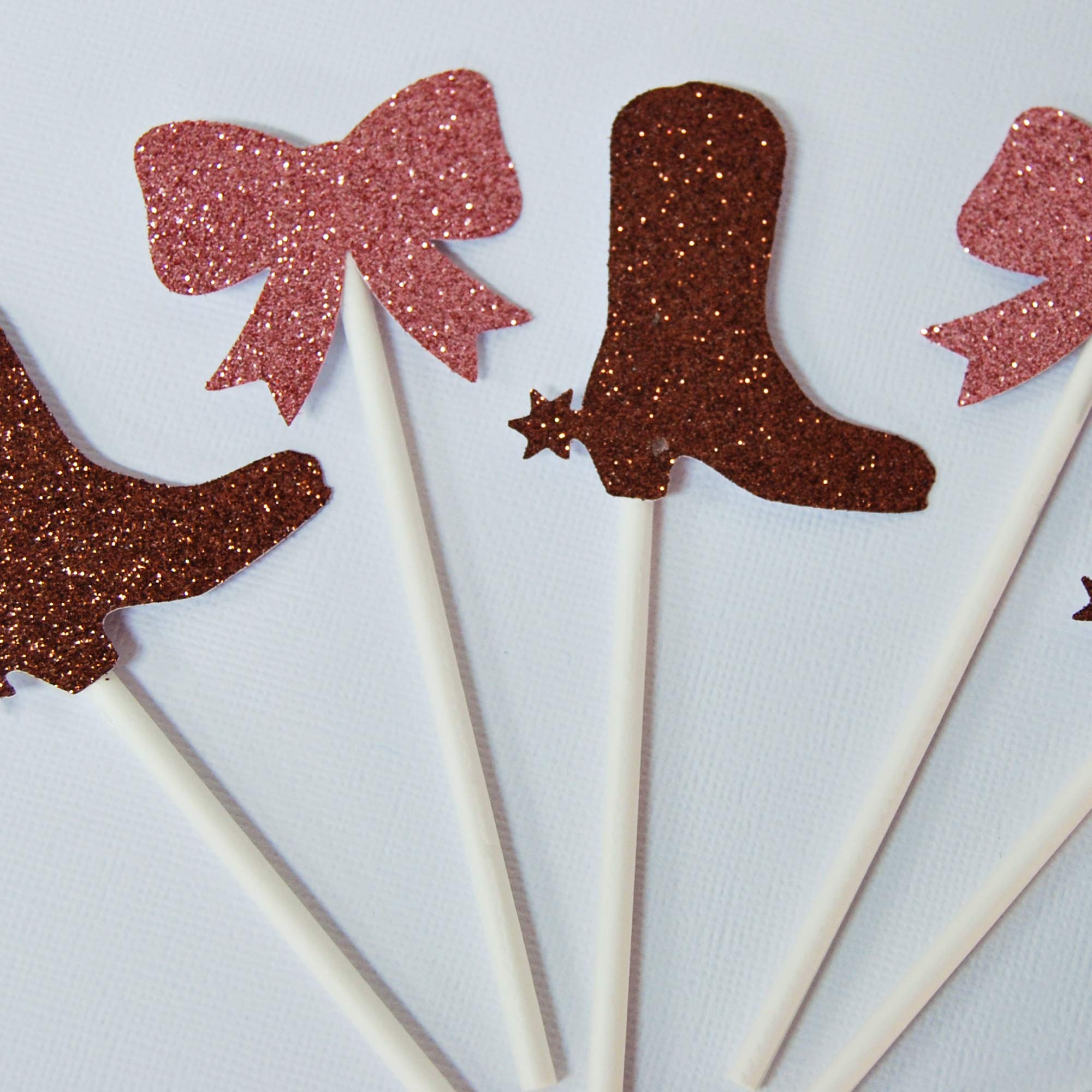 Gender Reveal Cupcake Toppers - Boots or Bows Baby Shower Decorations for Gender Announcement Parties, Baby Showers & Celebrations