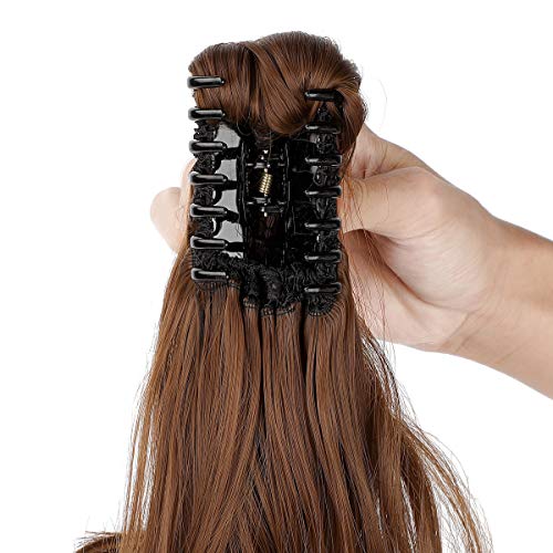 Clip-in Ponytail Hair Extension with Claw Clip - Natural Looking Hairpiece for Instant Volume & Length - Perfect for Parties, Weddings & Everyday Styling