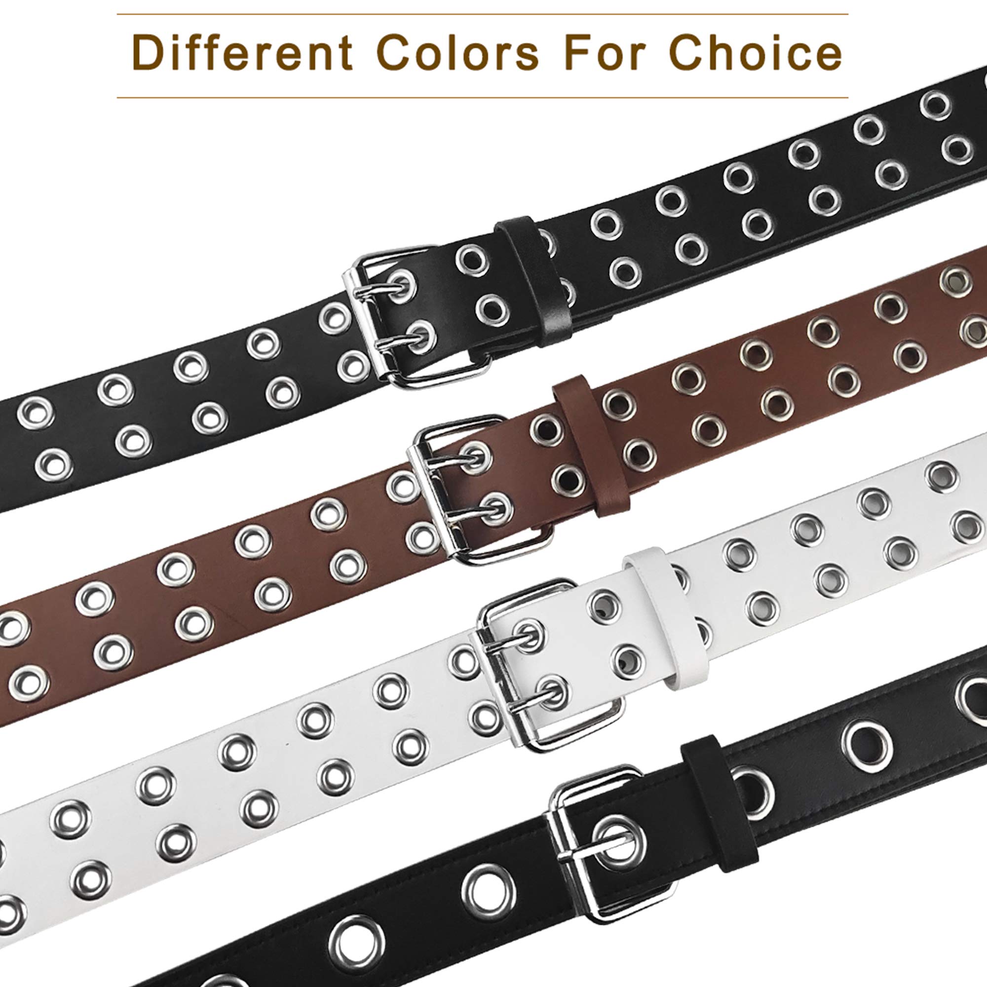 Women's & Men's Black Leather Belt with Double Grommets - Adjustable Waist Strap for Casual, Office & Formal Wear | Durable & Stylish Fashion Accessory
