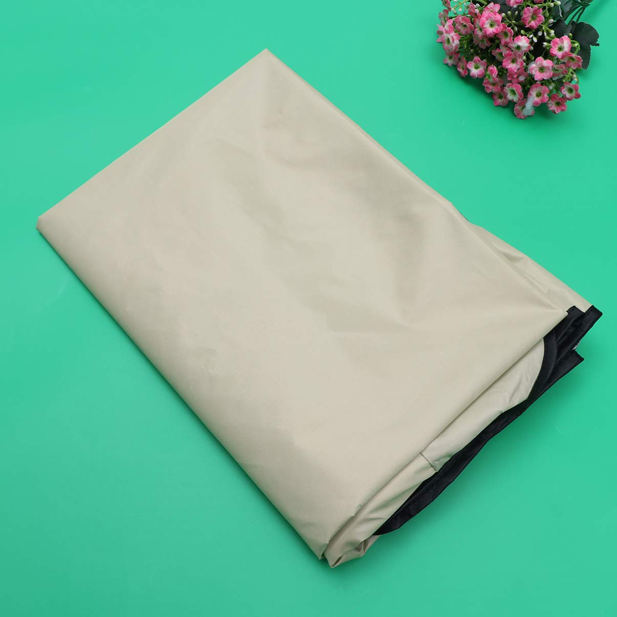 DOITOOL Waterproof Outdoor Chair Covers Set - 142x120cm Beige Polyester with PA Coating - Elastic Garden Swing Cover & Hanging Chair Protector - All-Weather Patio Furniture Covers for Deck, Porch, and Backyard Use