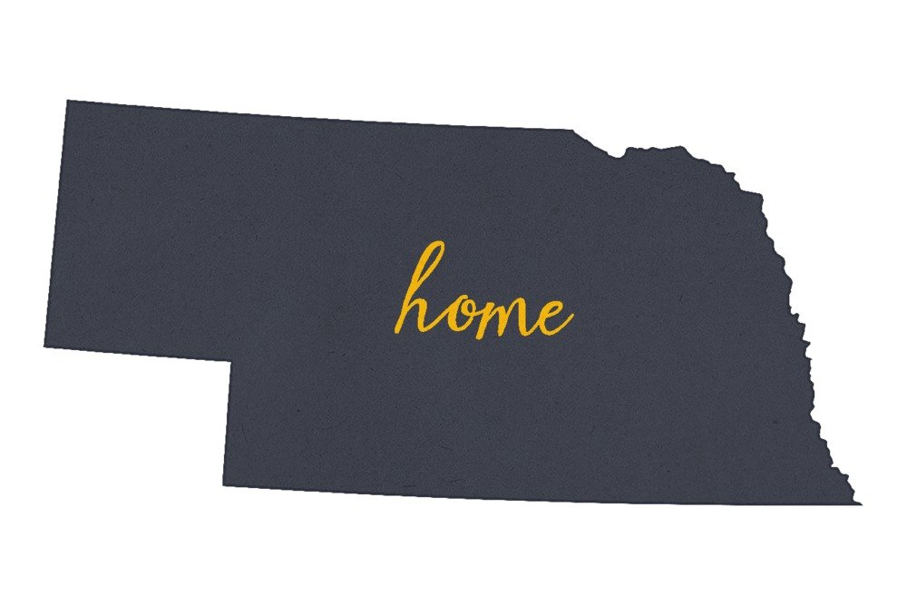 Nebraska Home State Gray on White 9x12 Wall Art Print - Vintage Map Decor for Living Room, Office & Gift Ideas