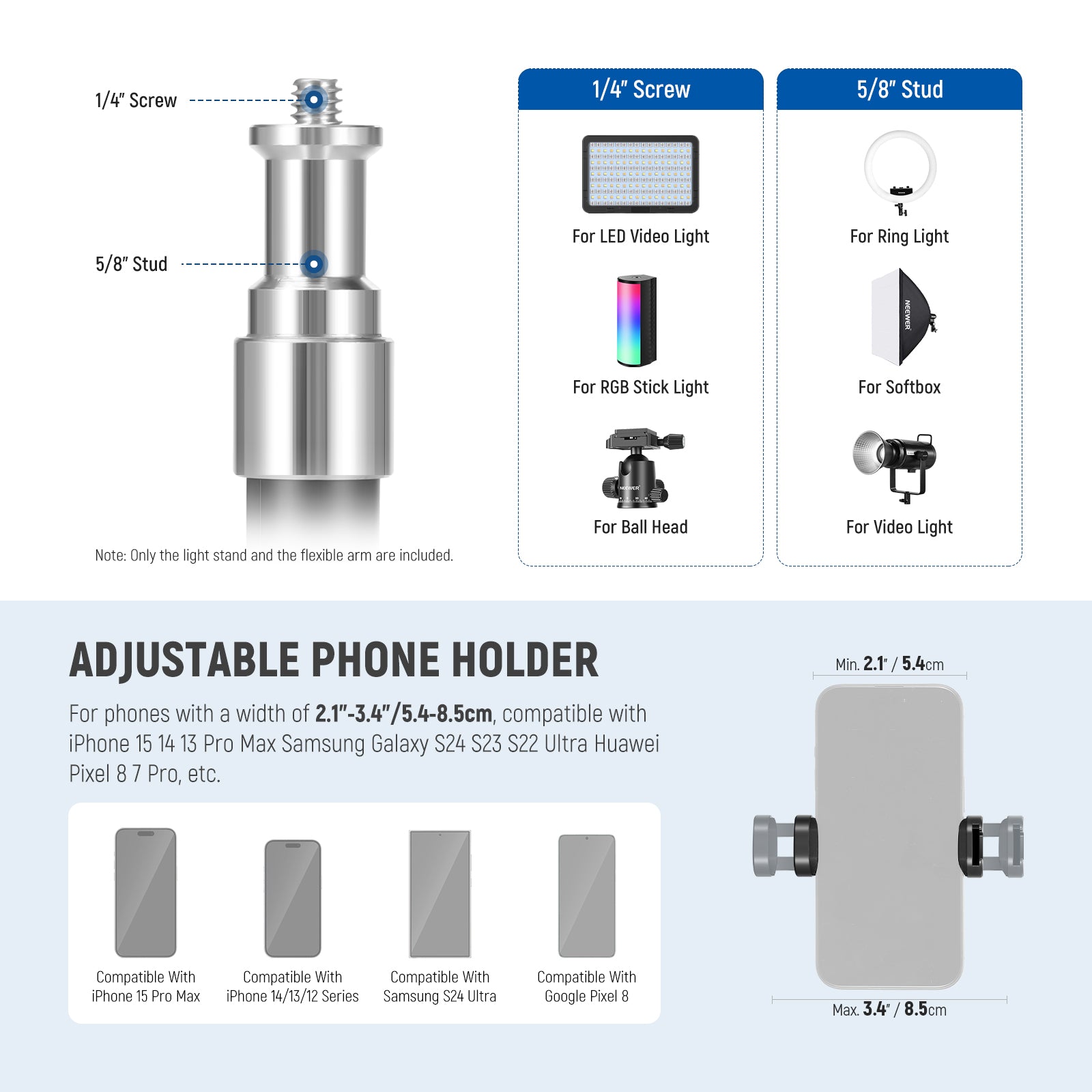 NEEWER TS06 71-inch Phone Tripod Stand with Reversible Legs - Perfect for Vlogging, Live Streaming & Photography