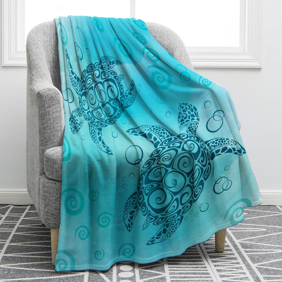 Jekeno Soft Plush Sea Turtle Blanket - Cozy Flannel Throw for Adults & Kids - Perfect Gift for Christmas, Birthday, Valentine's Day - Ideal for Boys, Girls, Teens Age 2-10 - Great for Snuggling, Movie Nights & Home Decor