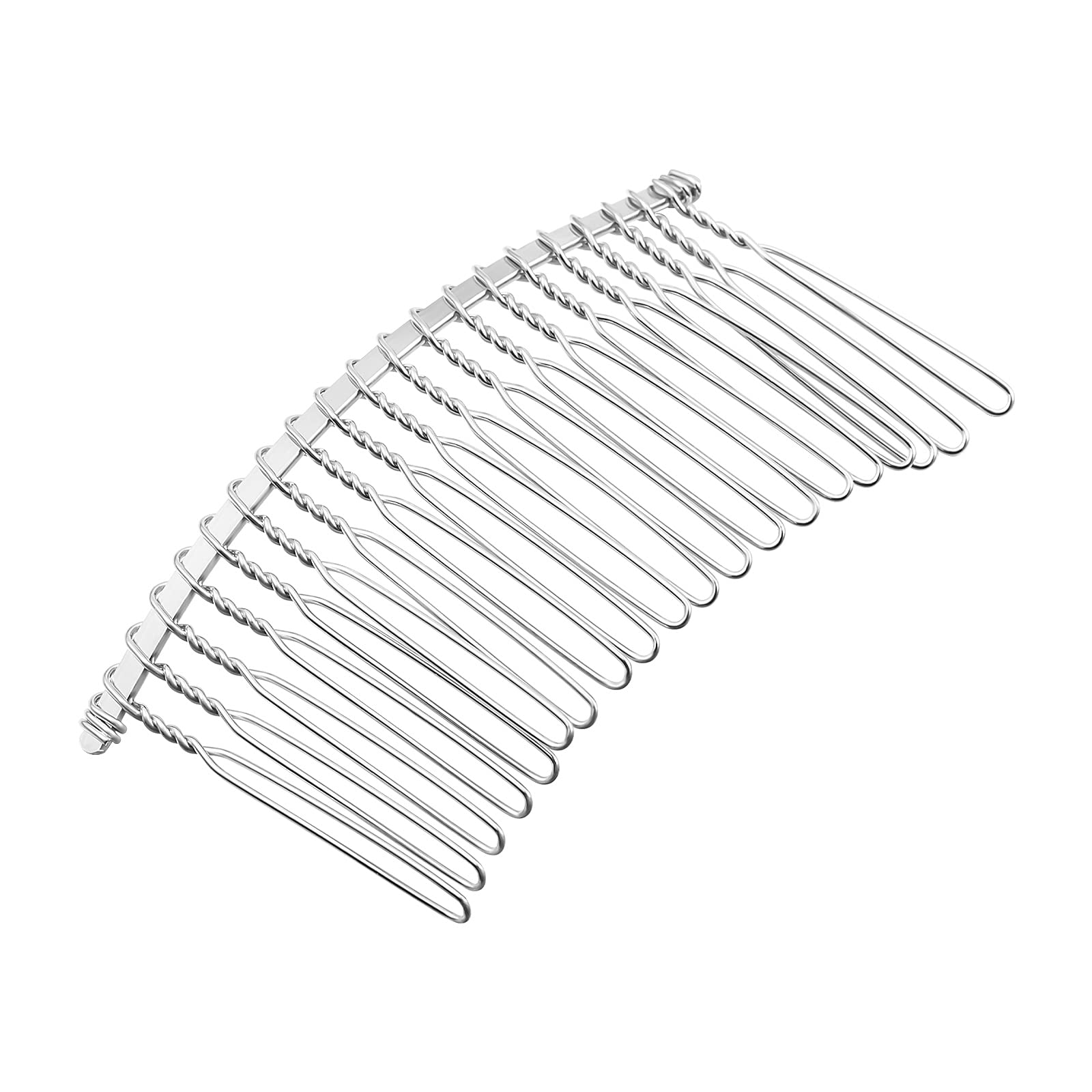 TINKSKY 7.8cm 20 Teeth Silver Metal Wire Hair Clip Comb - Elegant Bridal Wedding Veil Accessory for DIY Hair Styling, Prom, and Special Occasions