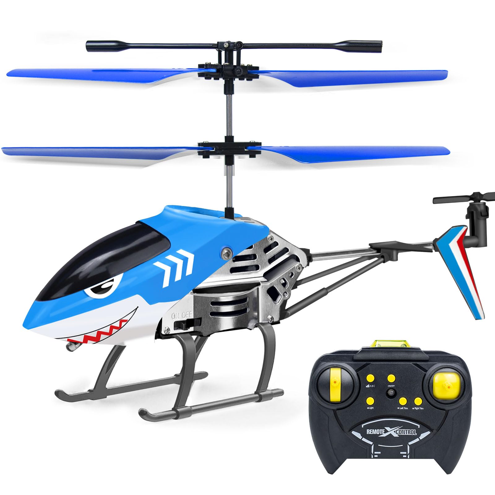 Best Remote Control Helicopter for Kids - 2.4GHz RC Helicopter Toy with LED Lights, 3.5 Channel, Gyro Stabilizer & Altitude Hold | Perfect Gift for Boys & Girls Ages 8+ | Indoor Flying Fun for Beginners (Shark Design) - Great for Birthday Gifts, STEM Learning & Family Playtime
