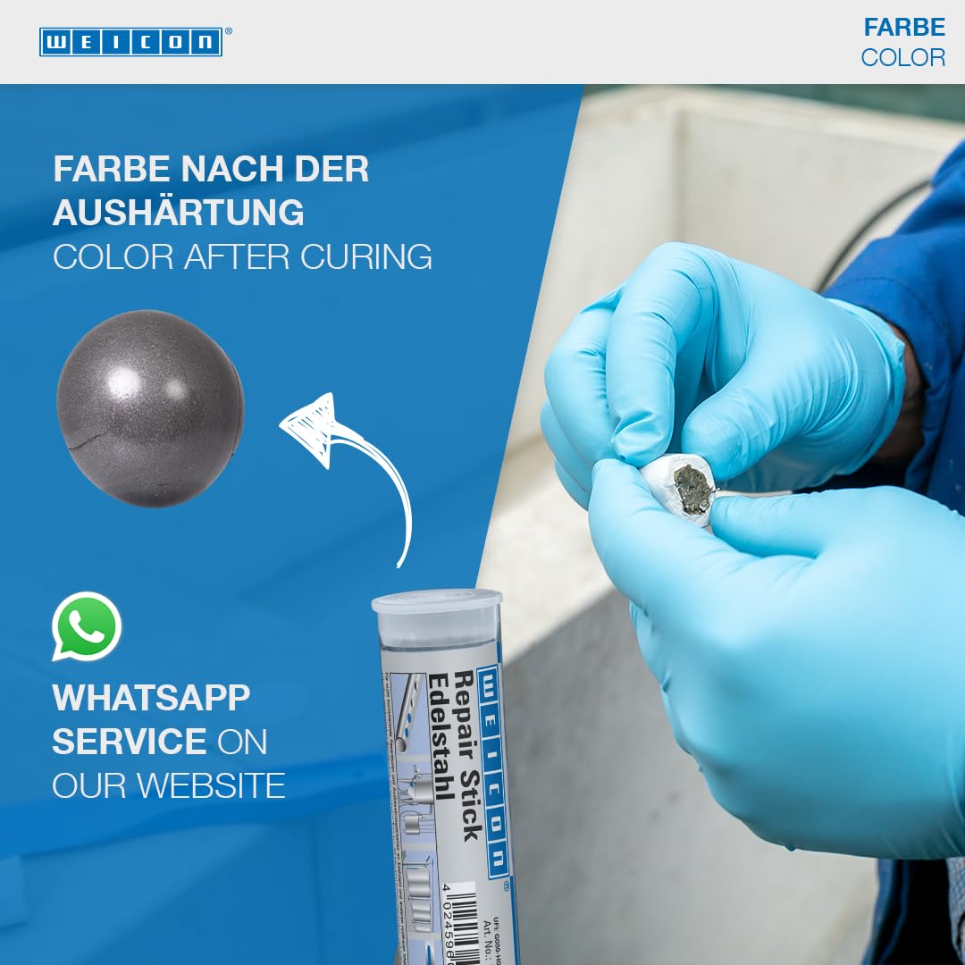 WEICON Stainless Steel Repair Stick - 2 Component Epoxy Adhesive for Metal, Housings & Containers (115g) | Durable Bonding Solution for Kitchenware, Automotive & Industrial Repairs