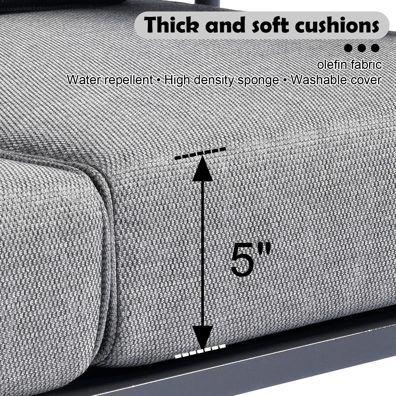 HOOOWOOO 6-Piece Outdoor Patio Furniture Set - Modern Aluminum Conversation Sofa with Ottoman & Cushions, Weather-Resistant Grey Patio Seating for Garden, Backyard, Poolside & Balcony