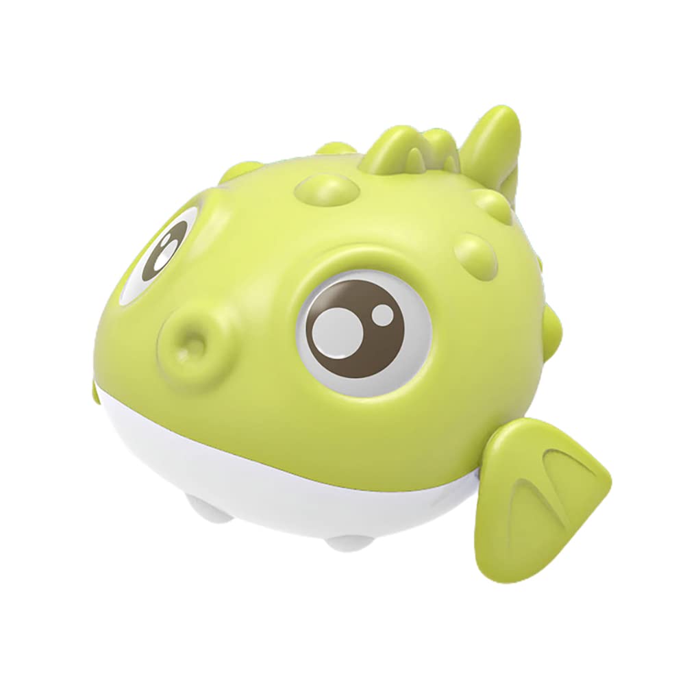 Wind-Up Pufferfish Bath Toy - Swimming Floating Water Toy for Kids, Pool & Bathtub Fun - Safe & Cute Green Puffer Fish Toy for Toddlers (Perfect for Bath Time, Pool Parties & Sensory Play)