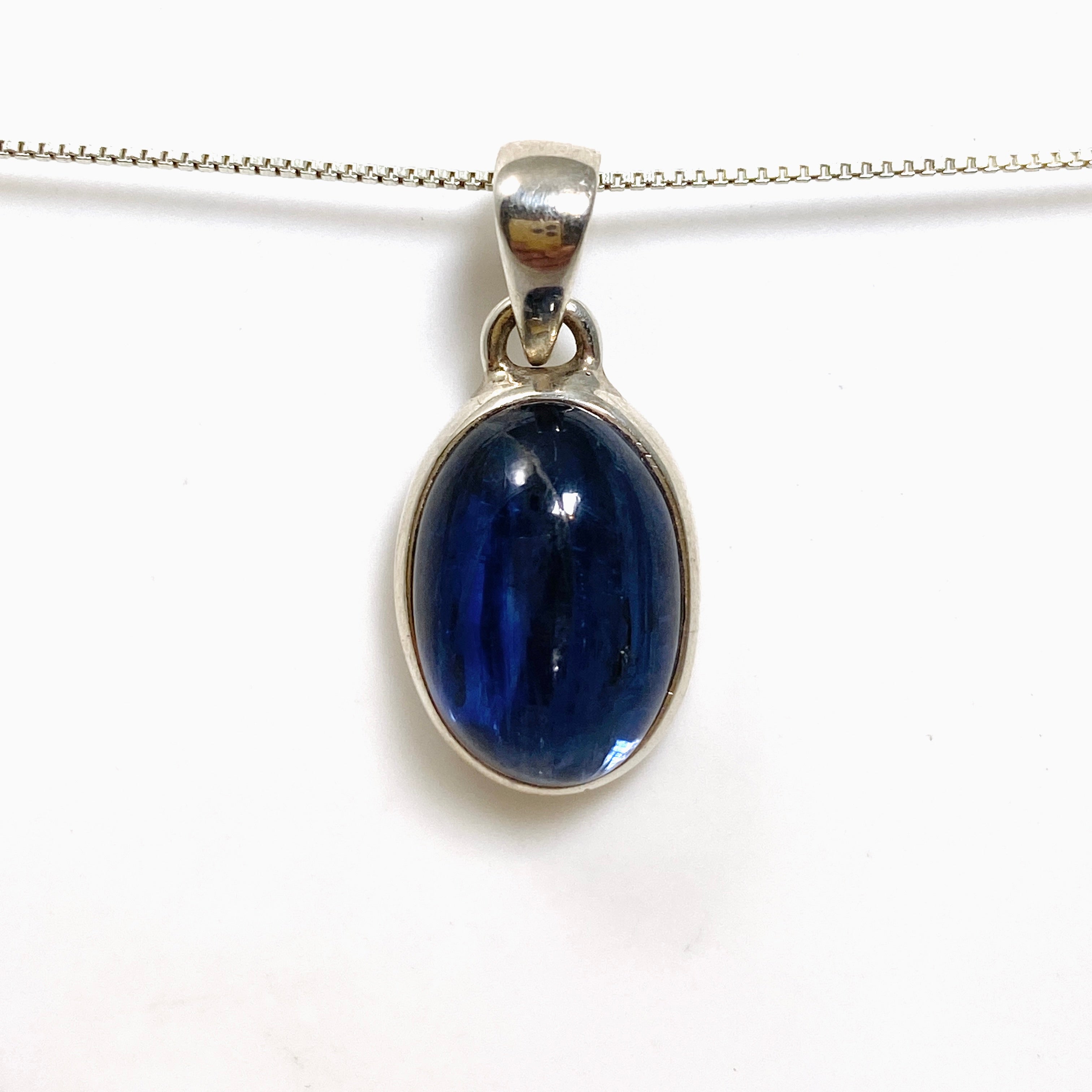 Natural Blue Kyanite Oval Cabochon Pendant Necklace - Handmade Gemstone Jewelry for Women - Perfect for Meditation, Healing & Spiritual Energy Work