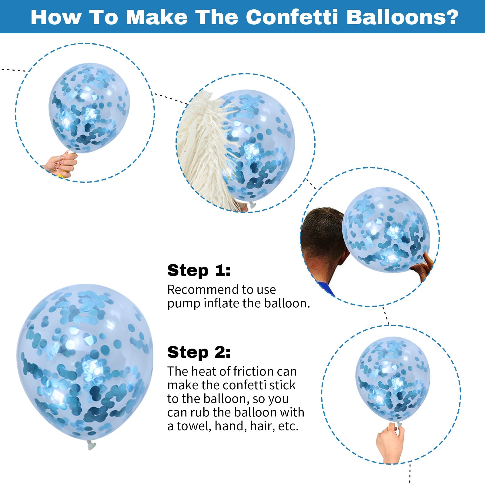 60 Pcs Navy Pearl Blue & Metallic Silver Balloons with Confetti - Helium Latex Party Balloons for Birthday, Baby Shower, Graduation 2025 Decorations - Perfect for Indoor & Outdoor Celebrations