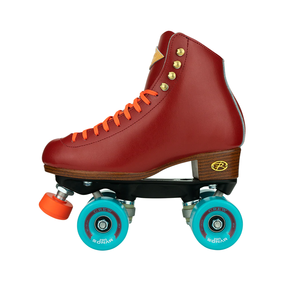 Riedell Crew Roller Skates - Crimson Red Women's Quad Skates for Outdoor & Indoor Skating - Perfect for Rink, Park, and Street Roller Skating