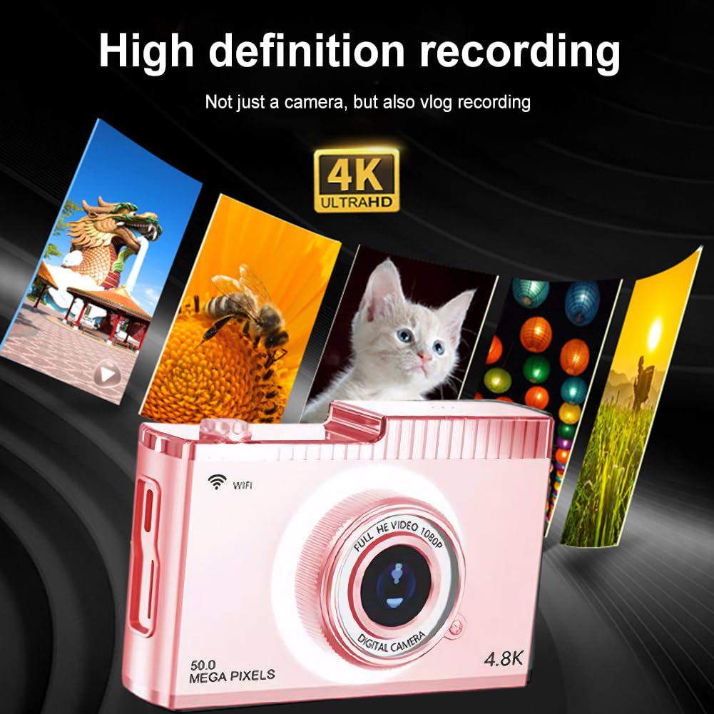 LYEAA 4K 50MP Digital Camera with 8x Zoom, Auto Focus, WiFi & Fill Light - HD Vlogging Camera for YouTube, Travel Photography & Family Events