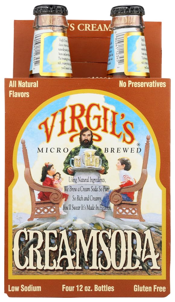 Virgil's Soda Cream 4-Pack, 48 Fl Oz (Pack of 6) - Refreshing Cream Soda for Parties, BBQs & Family Gatherings