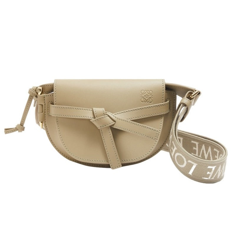LOEWE Mini Gate Dual Bag in Soft Calfskin & Jacquard - Clay Green | Luxury Crossbody Bag for Women | Perfect for Everyday Use & Special Occasions