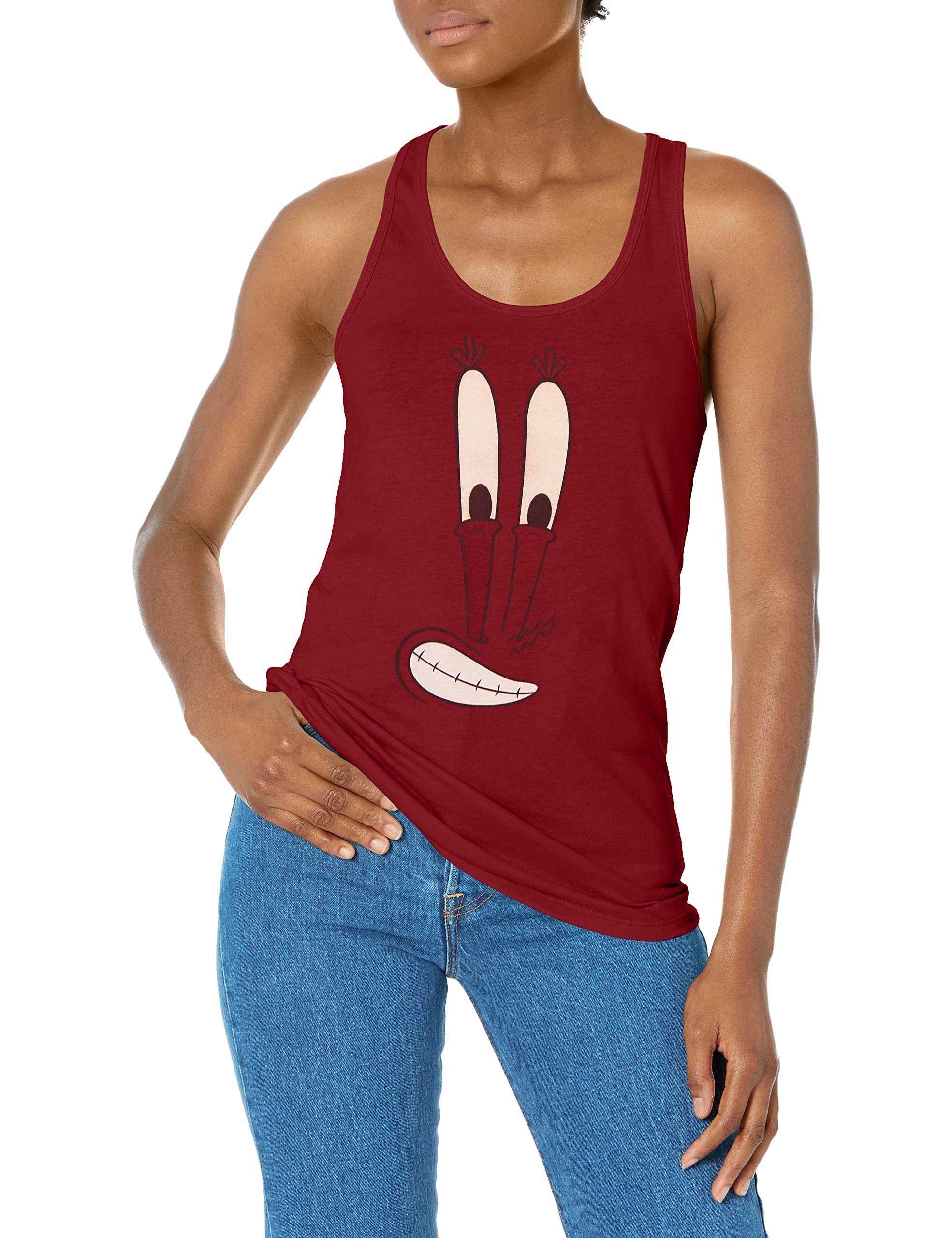 SpongeBob SquarePants Krabby Patty Face Women's Racerback Tank Top - Nickelodeon Cartoon Graphic Tee for Summer, Beach & Casual Wear