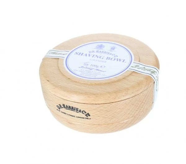 D.R. Harris Lavender Shaving Soap in Beechwood Bowl - Luxury Shaving Gift Set for Men, Traditional Wet Shaving & Grooming Routine