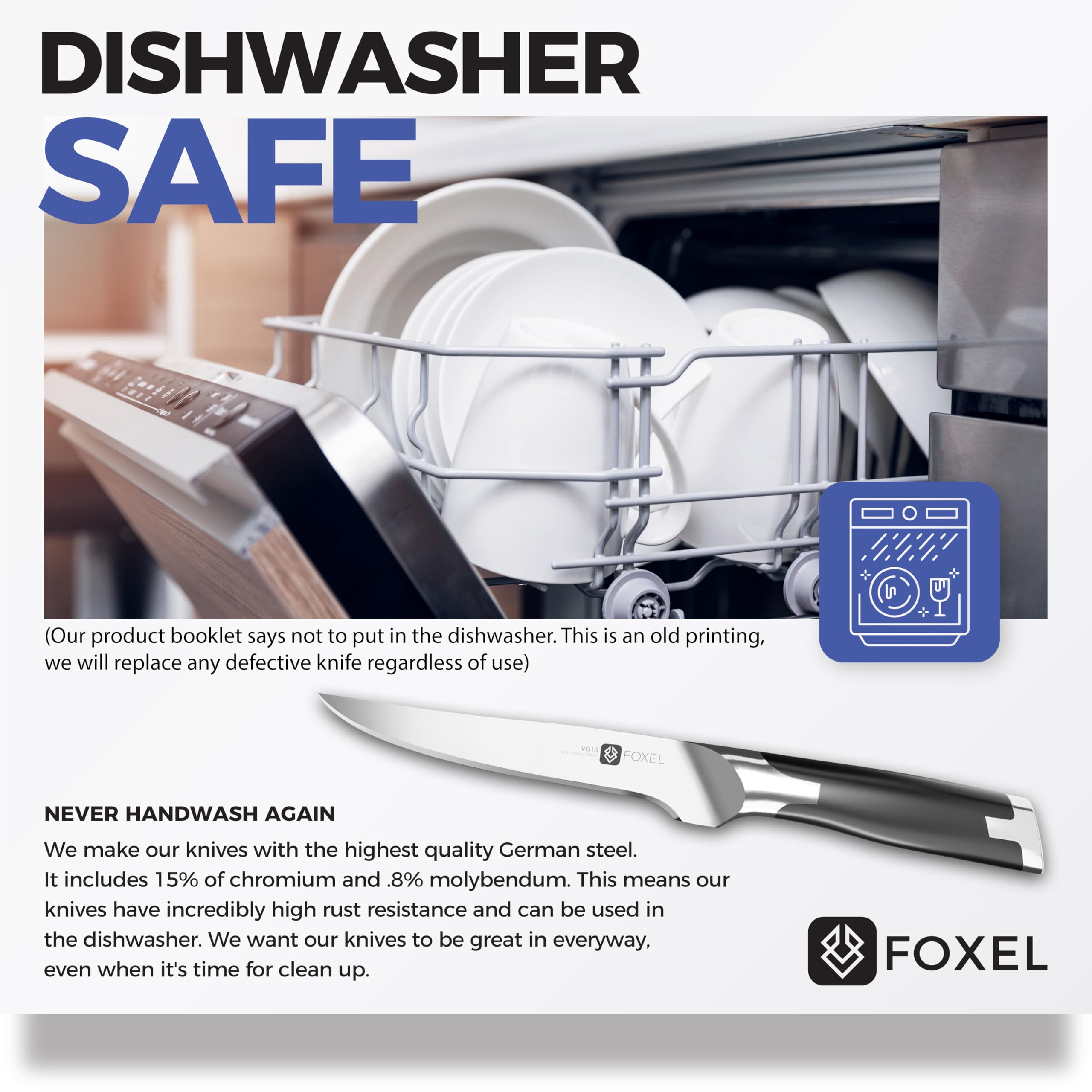 FOXEL Premium Steak Knife Set - 4, 8, or 12 Piece Non-Serrated Straight Edge Razor Sharp Knives - Japanese VG10 Stainless Steel Rust Resistant - Gift Box Included - Hand Wash Only - Perfect for Steak Dinners, BBQ Parties & Fine Dining Experience
