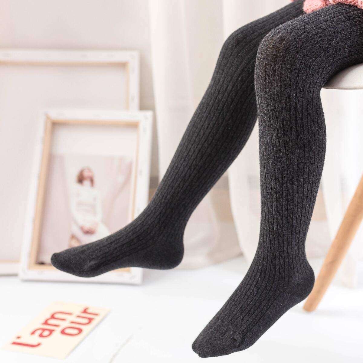 Vanberfia Baby Girls Cable Knit Tights & Leggings 3-Pack - Soft Stockings for Infants & Toddlers 2-10T | Warm Winter Wear for Playdates, Daycare & Family Outings