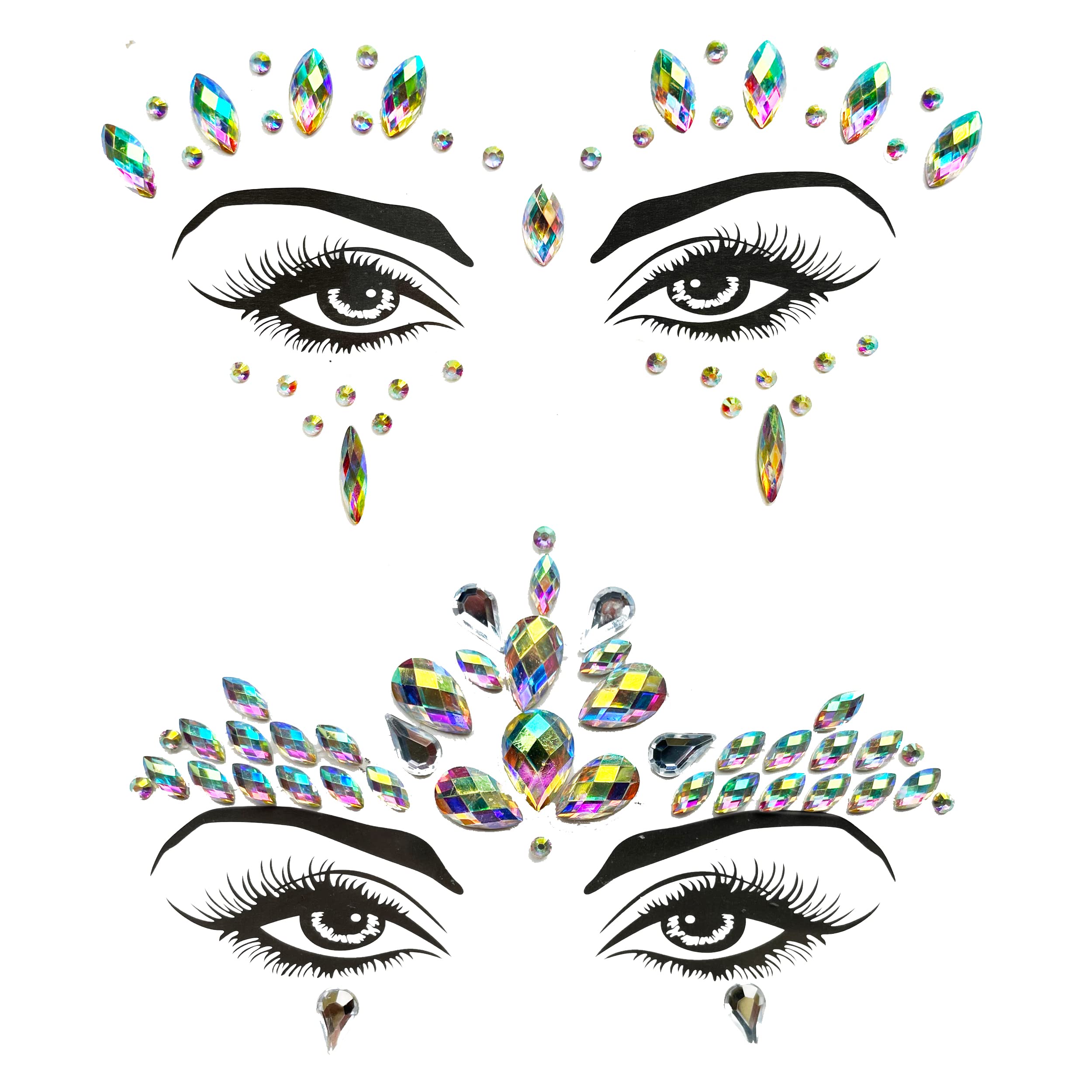 8 Pack Face Gems - Self-Adhesive Face Crystals for Adults & Kids - Perfect for Festivals, Parties, Carnivals & Costume Events - Glamorous Makeup Accessories for Halloween, Mardi Gras & Cosplay