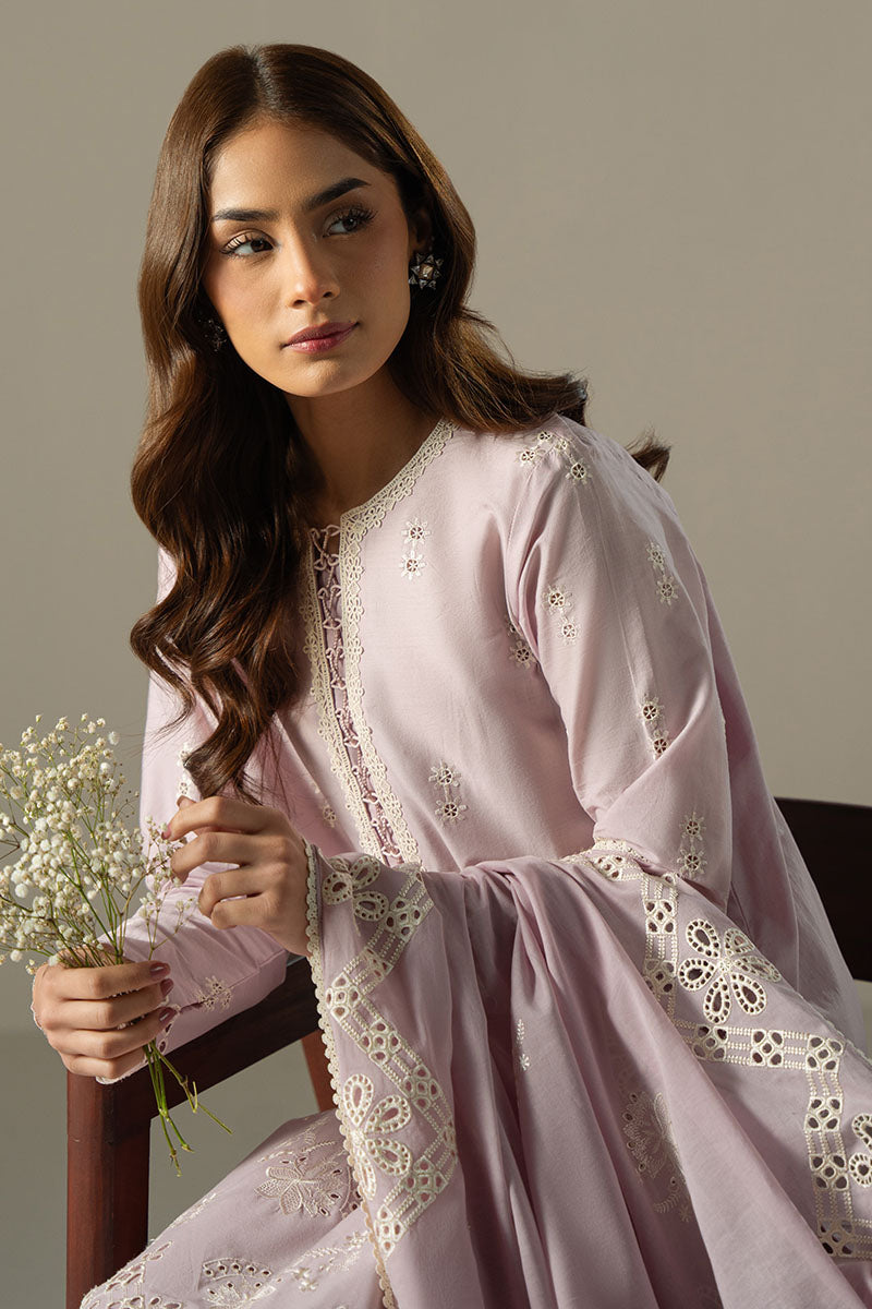LILAC BLOOM 3-Piece Chikankari Suit Set - Hand Embroidered Floral Kurti with Dupatta & Pants - Traditional Indian Ethnic Wear for Women - Perfect for Weddings, Festivals & Special Occasions