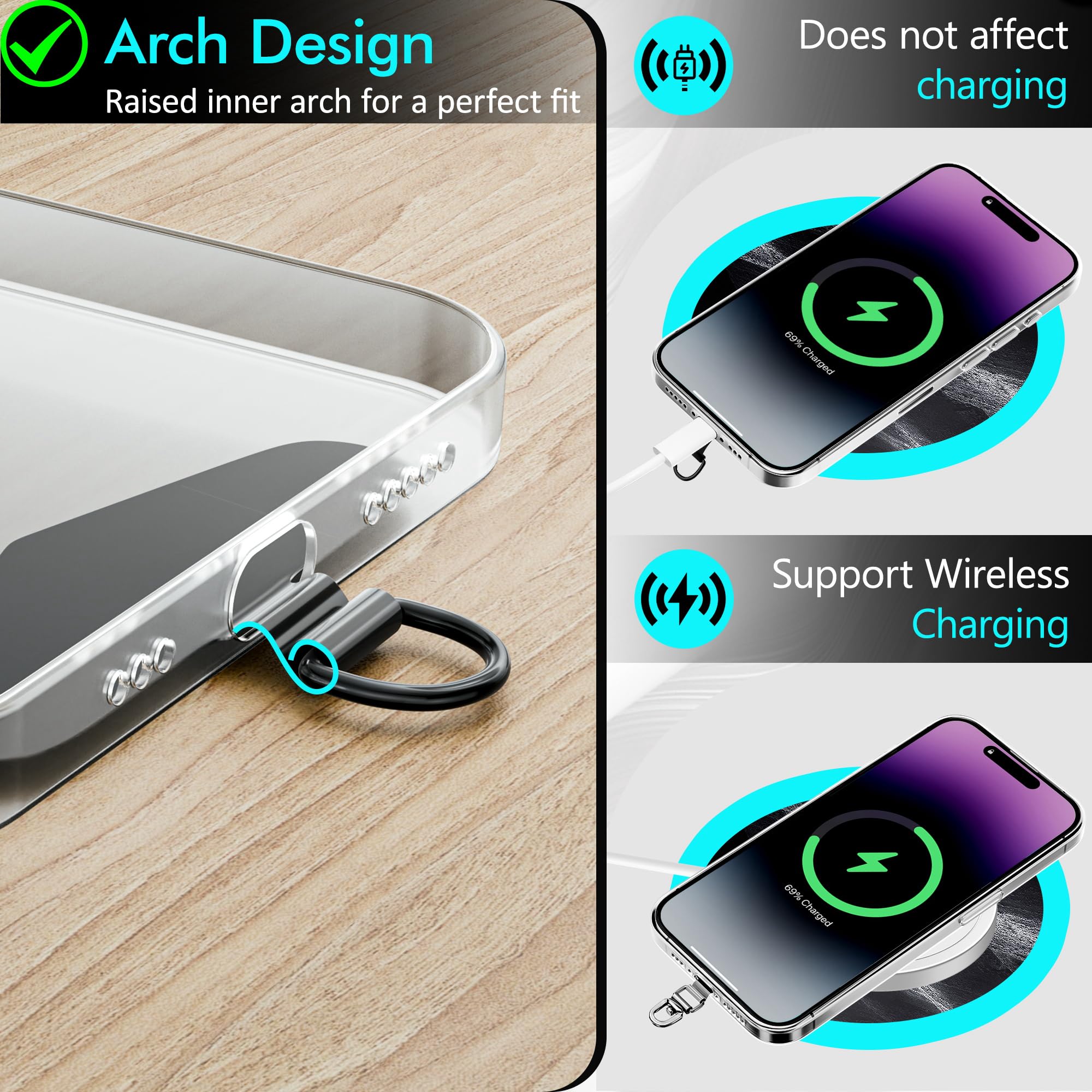Heavy Duty Stainless Steel Phone Tether Tab for iPhone - Secure Phone Strap Replacement Part | Perfect for Outdoor Adventures, Travel & Work Safety