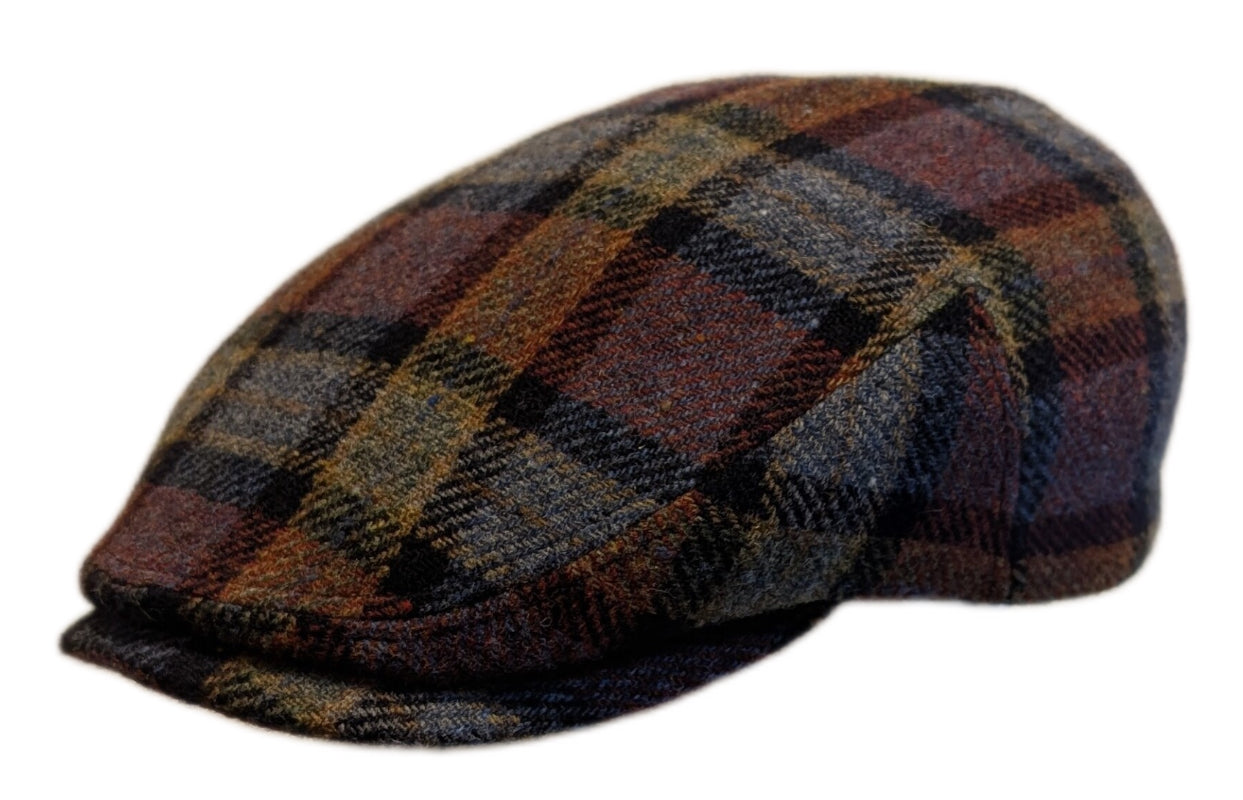Lierys Virgin Wool Twill Flat Cap - Multi-Color Block Check Driver Style Hat for Men | Classic British Driving Cap for Casual Wear, Outdoor Activities & Vintage Fashion