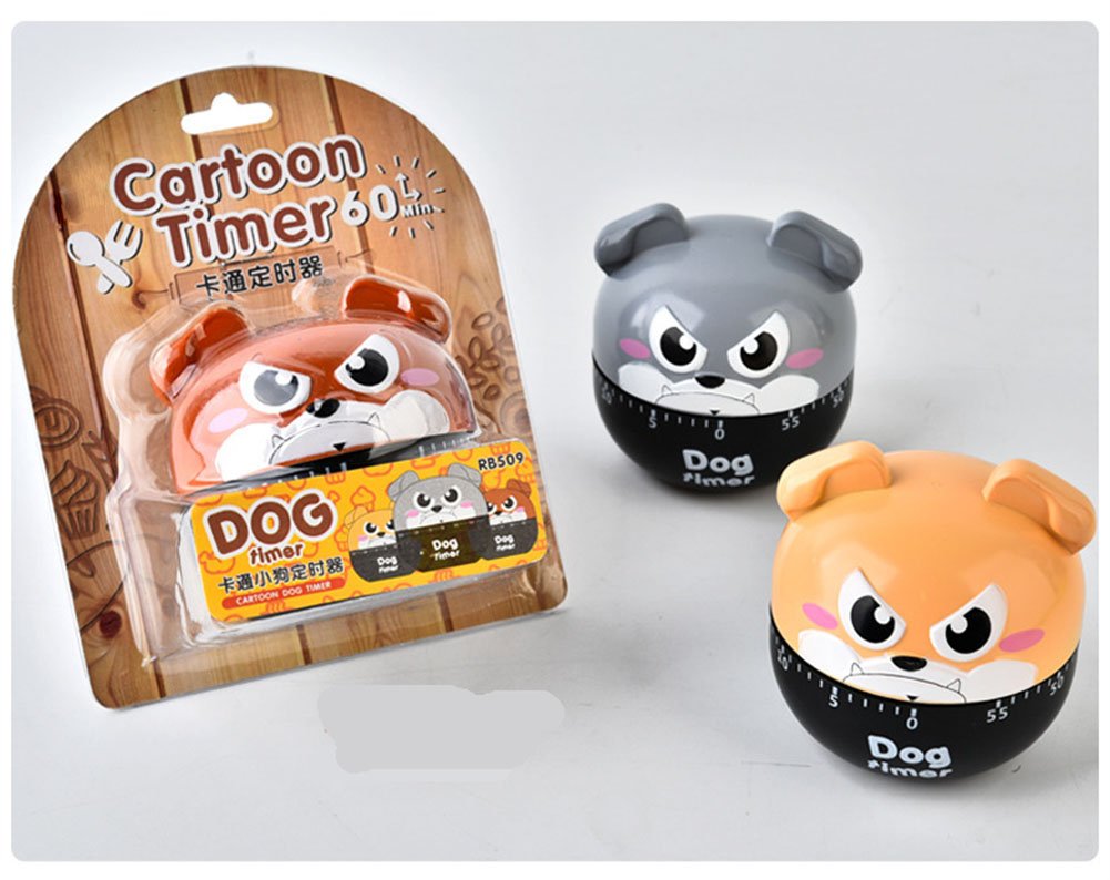 **60-Minute Cute Cartoon Dog Mechanical Kitchen Timer - Loud Alarm, Manual Wind-Up, Mini Cooking Clock for Baking, Boiling Eggs & Classroom Activities (Khaki)**