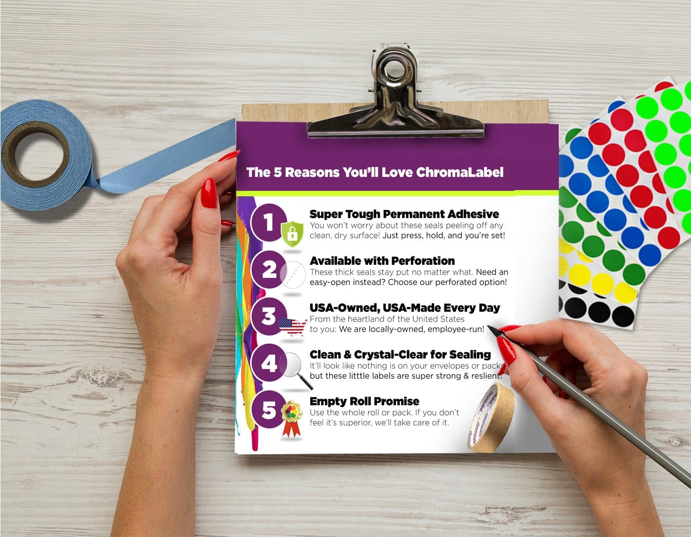 ChromaLabel 1 Inch Round Clear Stickers - 5000 Non-Perforated Library Sealing Labels for Envelopes, Books & Documents | Perfect for Mailing, Organizing & Crafting Projects
