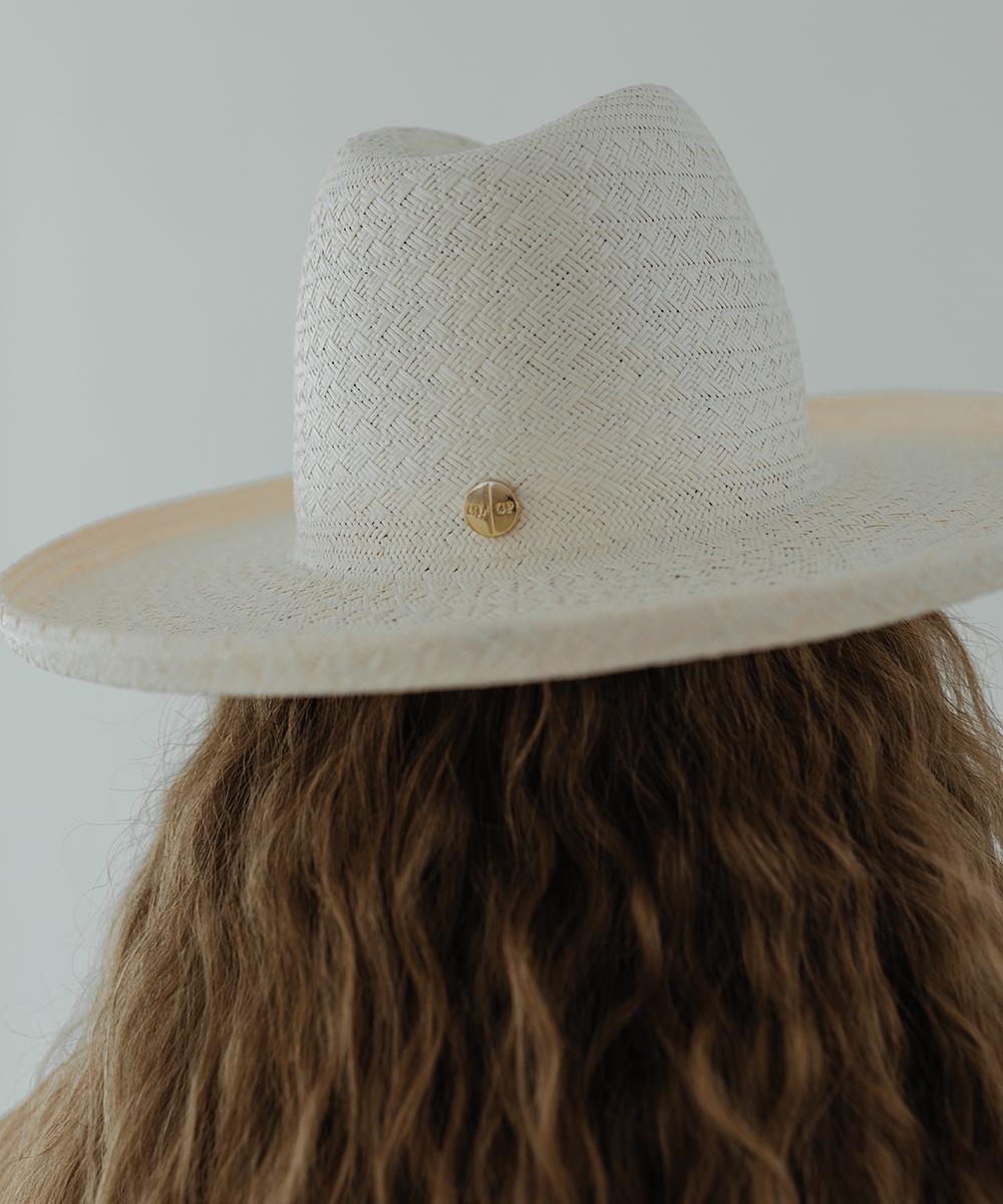 Cara Loren Straw Hat for Women - White Wide Brim Sun Hat for Beach, Summer & Outdoor Activities - Blemished Sale