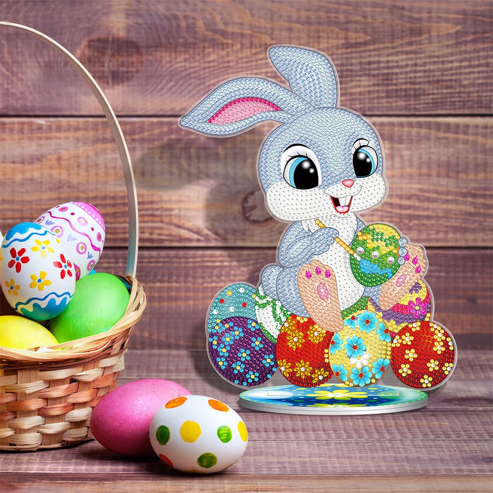 SHUWND 5D Diamond Painting Kit - Easter DIY Rabbit Eggs Full Drill Rhinestone Mosaic with Crystals | Paint by Numbers for Adults | Perfect Gift, Home Decor & Tabletop Ornament | Relaxing Craft for Stress Relief & Holiday Decorations