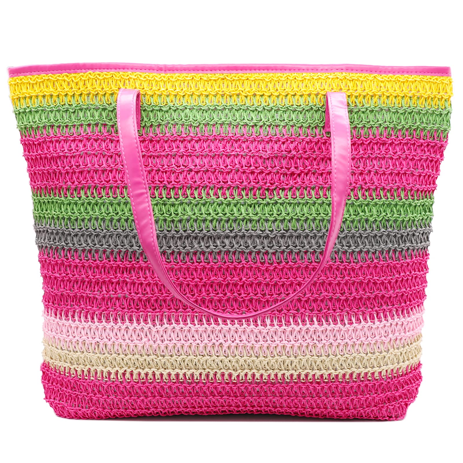 Waterproof Large Canvas Straw Beach Tote Bag for Women - Oversized Pool & Travel Shoulder Handbag - Perfect for Beach Vacations, Swimming, and Summer Outings