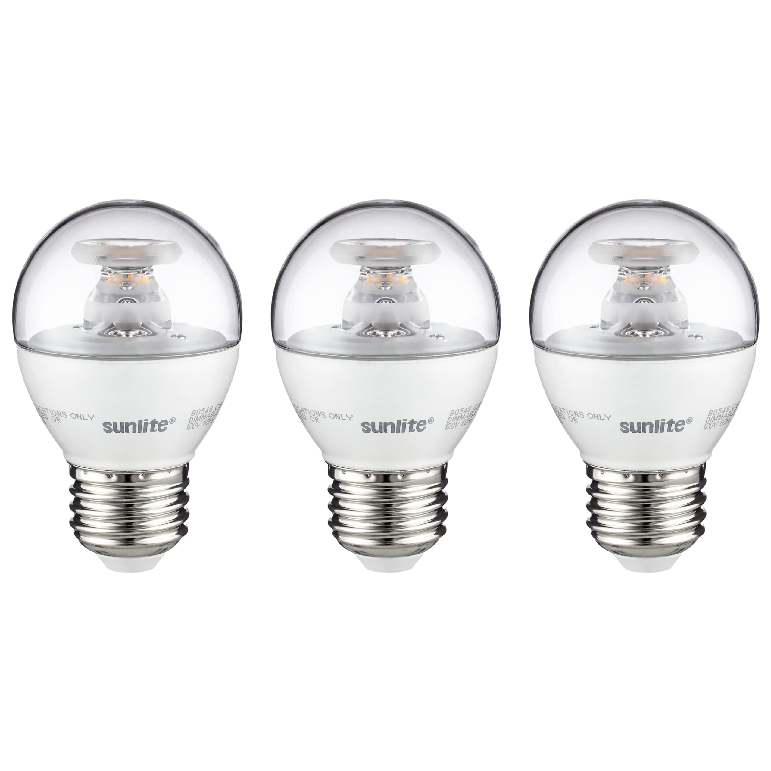 Sunlite G16 LED Dimmable Decorative Globe Vanity Light Bulbs - 7W (60W Equivalent), 500 Lumens, E26 Base, 2700K Soft White - Perfect for Bedroom Vanity, Bathroom Mirror Lighting & Makeup Area - 3 Pack, ETL Listed, 120V, Clear Glass