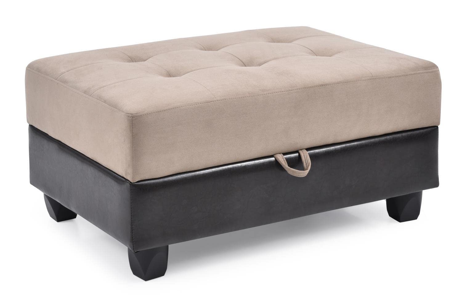 Premium Mocha Suede/PU Living Room Ottoman Footrest Stool - Comfortable & Stylish Furniture for Home Decor, Perfect for Relaxing, Watching TV or Extra Seating