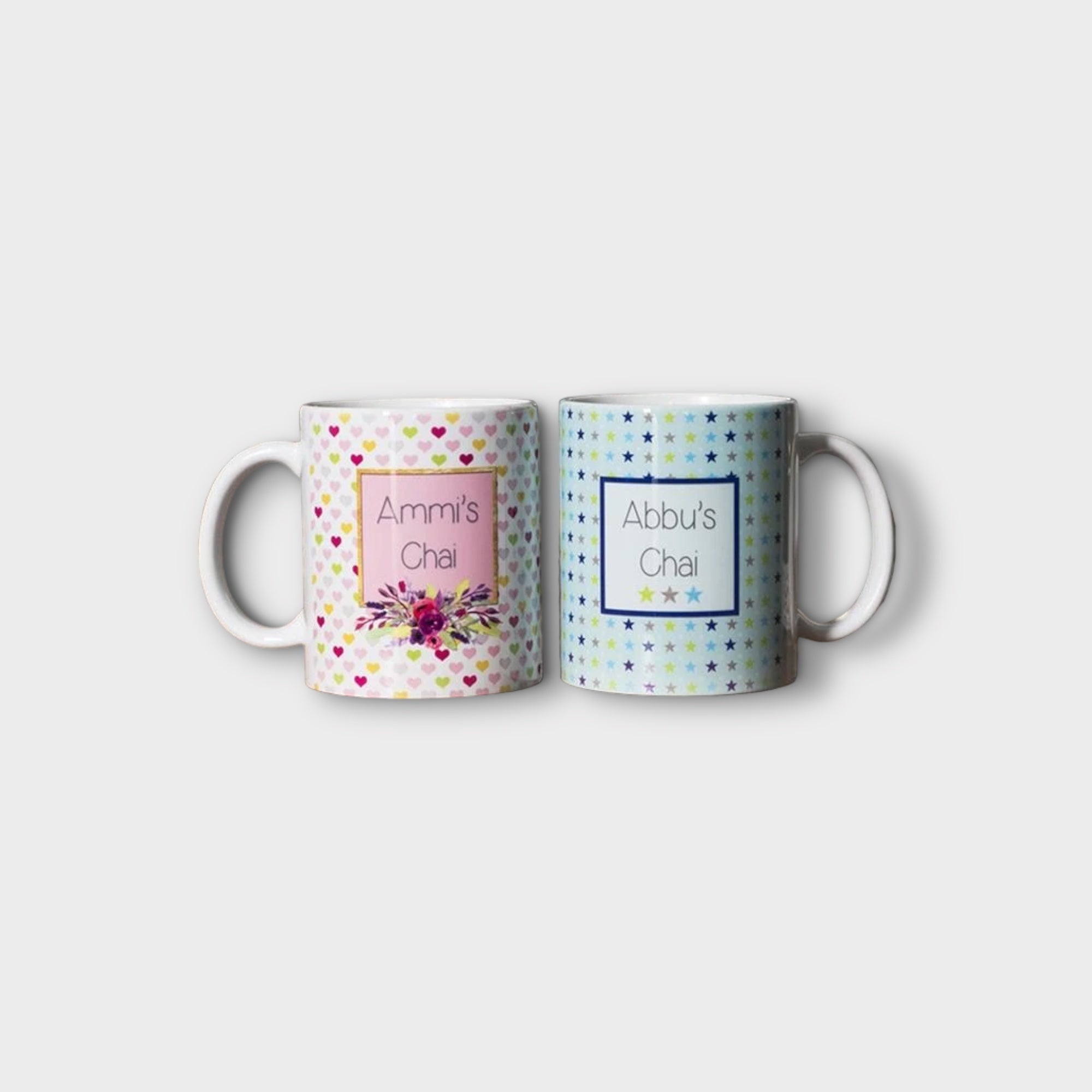 Ammi’s Chai & Abbu’s Chai Mugs - Premium Ceramic Tea Cups for Indian Masala Chai - Perfect for Home, Office & Gift Giving
