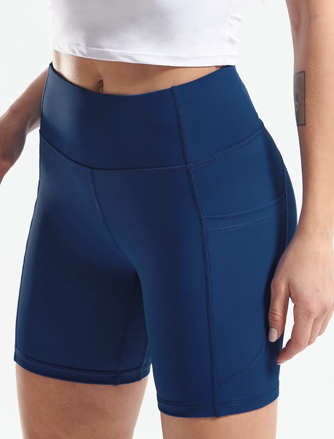CADMUS High Waist Yoga Shorts for Women - 3/4/6/7/8 Inch Inseam Naked Feeling Workout Running Biker Shorts - Perfect for Yoga, Gym, Running & Lounge Wear
