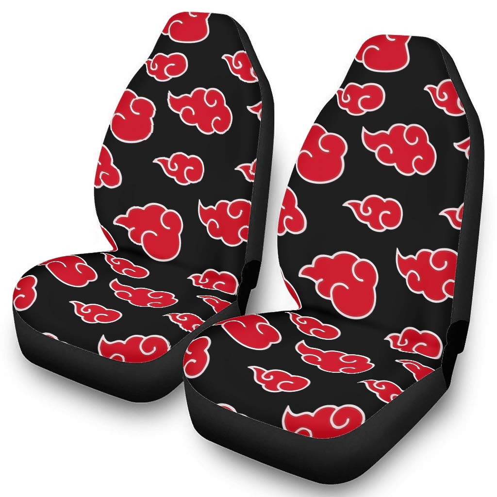 Naruto Red Clouds Funny Car Seat Cover Protector - Universal Fit 2-Piece Set for Bucket Seats | Anime-Themed Car Accessories for Fans & Daily Protection