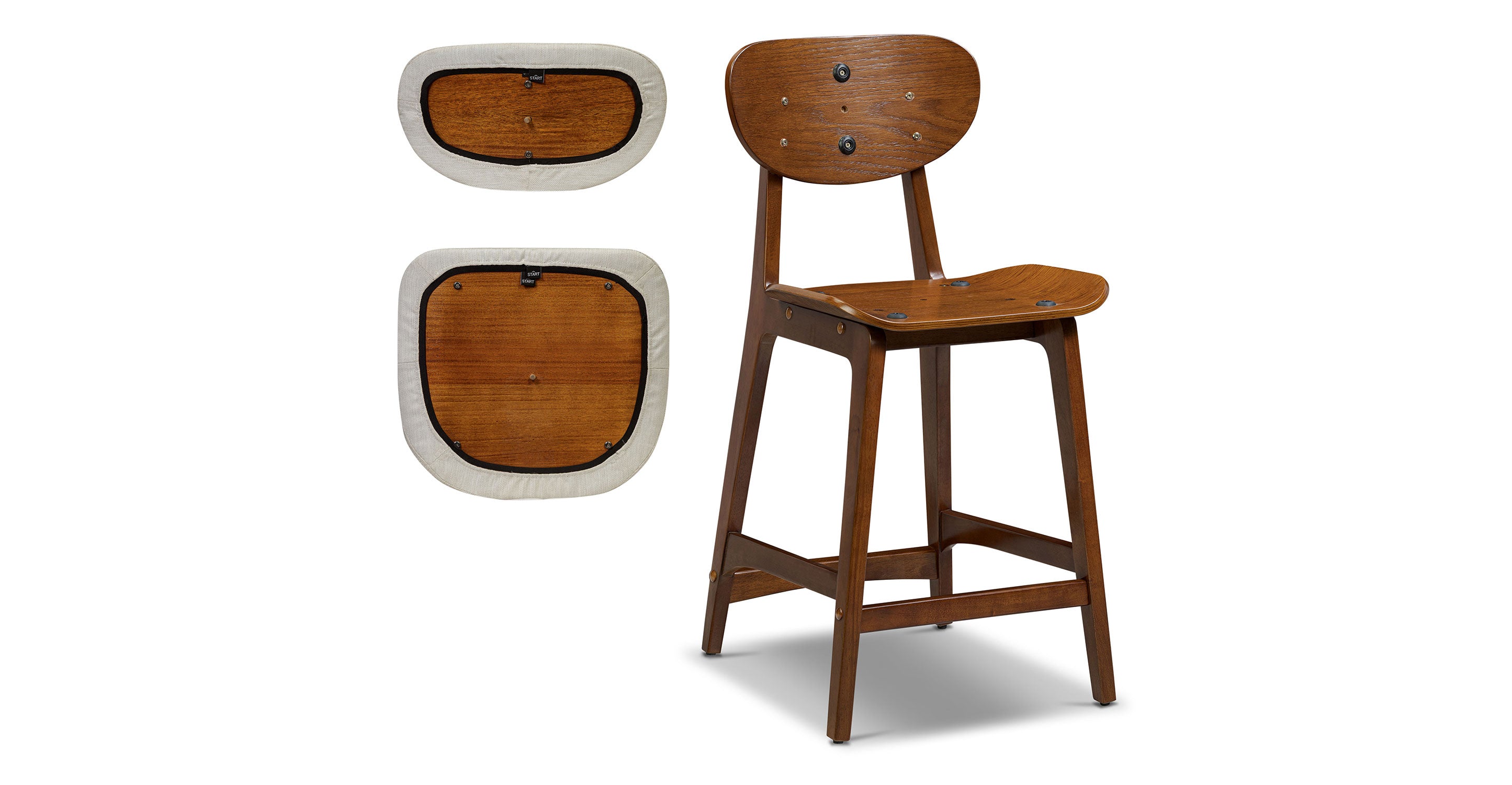 Finnley Counter Stool with Removable Washable Covers - Modern Kitchen Bar Stools for Dining Room, Breakfast Nook & Home Decor