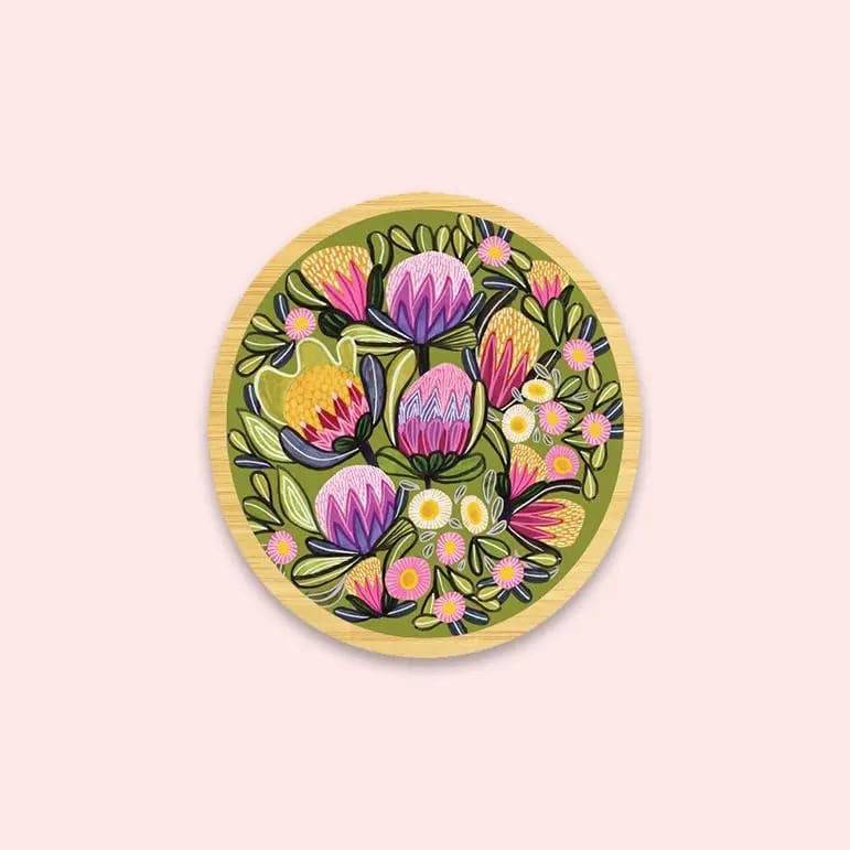 Handmade Sugarbush Proteas Wooden Brooch - Unique Floral Wood Pin for Women - Perfect for Weddings, Parties & Fashion Accessories