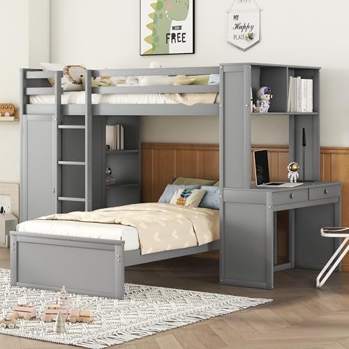 Grey With Desk and Wardrobe