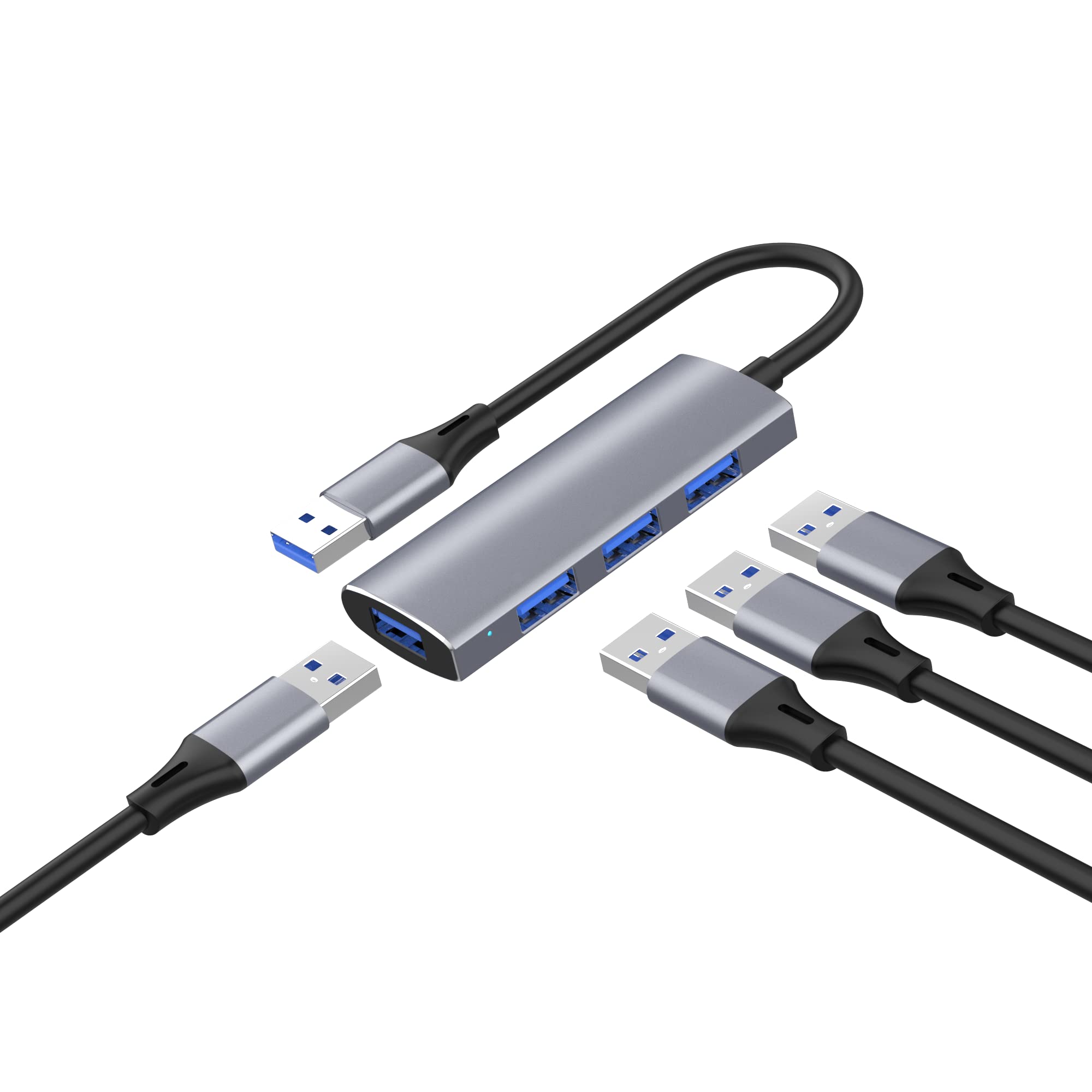 3-in-1 USB Hub with 3 USB 2.0 Ports & 1 USB 3.0 Port - High Speed Data Transfer Adapter for Laptop, PC, Mac - Perfect for Office, Home & Travel Use