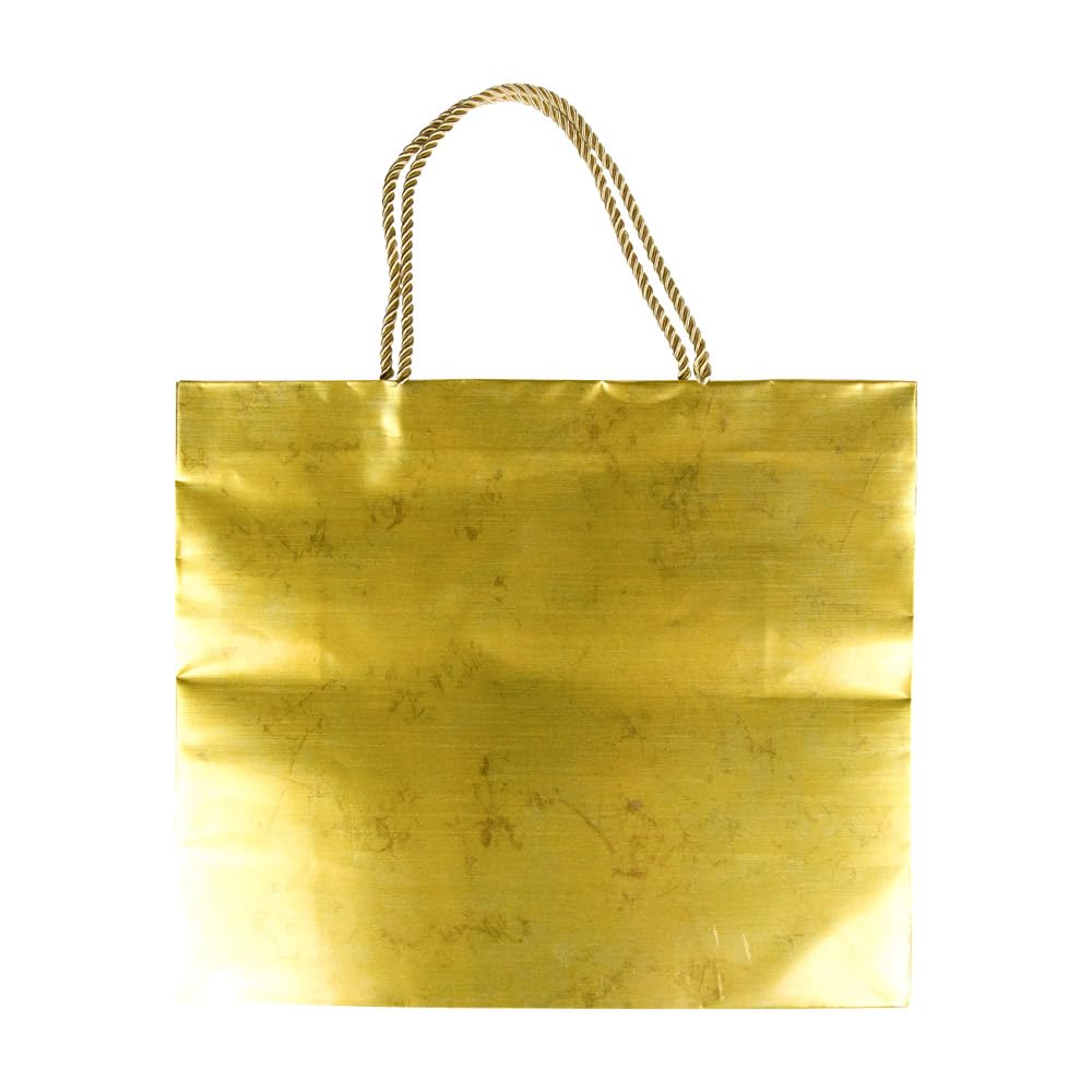 Elegant Caspari Antique Gold Large Gift Bags - Set of 2 Premium Luxury Gift Bags for Weddings, Birthdays & Special Occasions