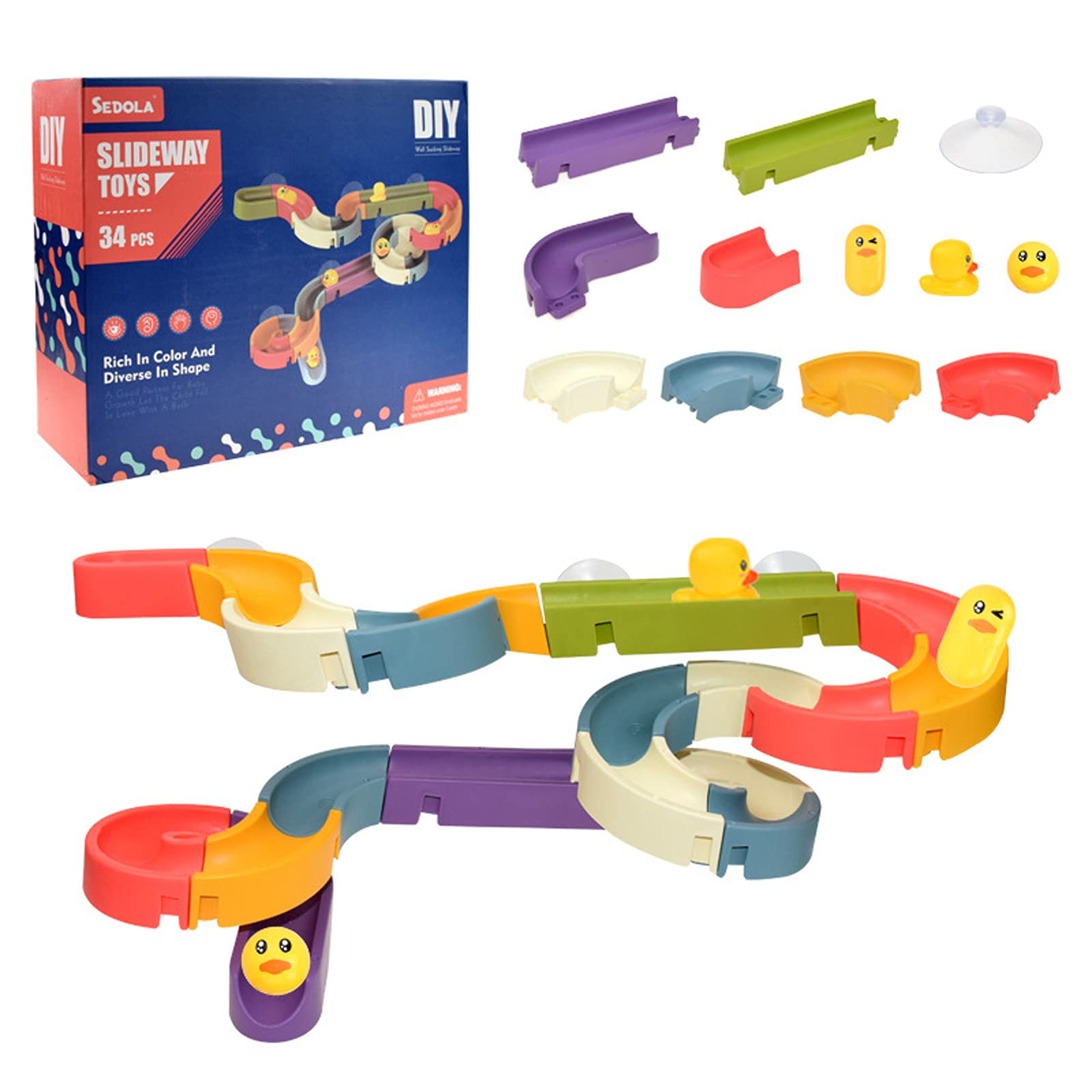 DIY Toddler Bath Toys Race Track Set for Kids 1-4 Years - Fun Bathtime Play