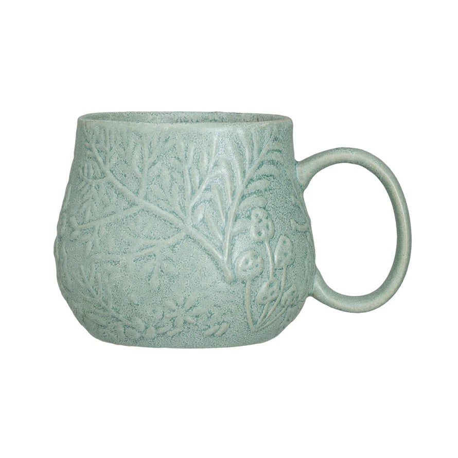 Handmade Embossed Botanical Ceramic Mug - Perfect for Coffee, Tea & Hot Drinks - Ideal for Home, Office & Gifts