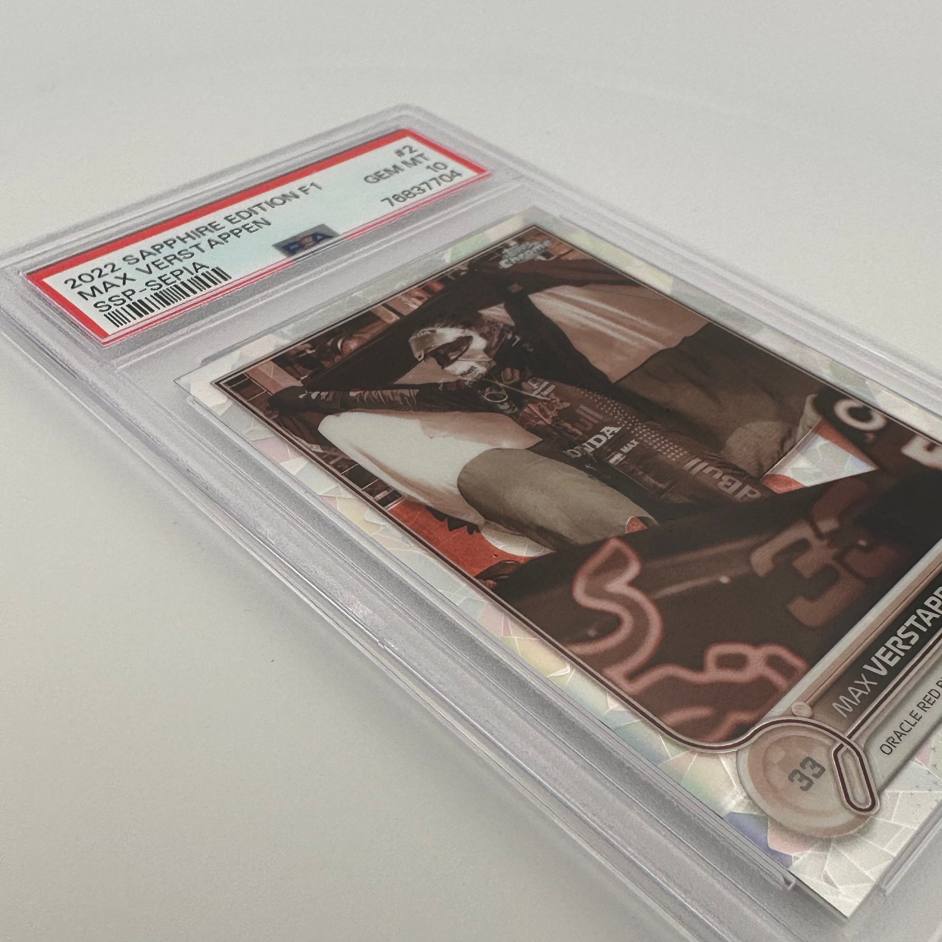 PSA 10 MAX VERSTAPPEN #2 SAPPHIRE EDITION SSP SEPIA /100 - Rare Collectible Trading Card for F1 Fans & Sports Memorabilia Enthusiasts