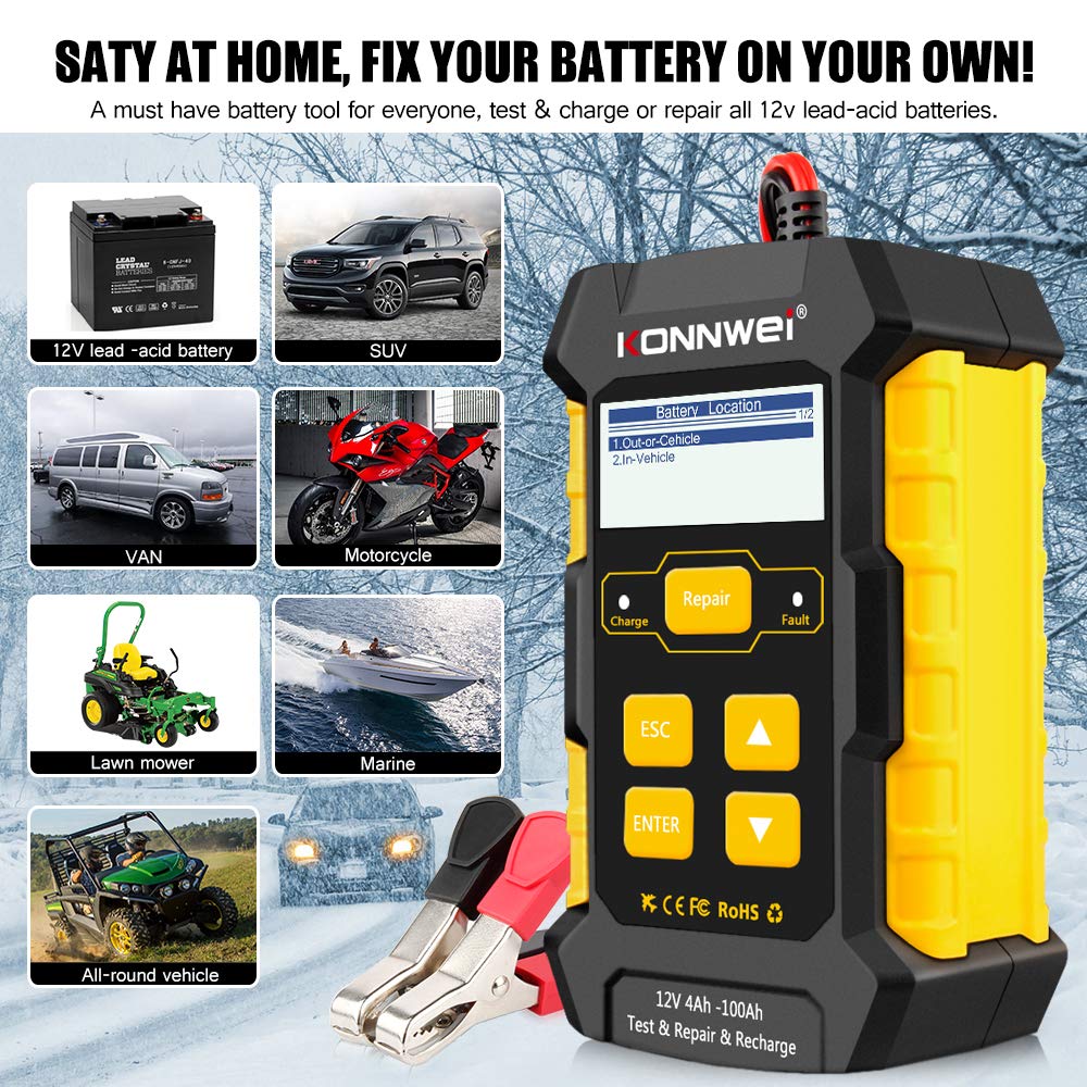 KW681 OBD2 Scanner & Battery Tester with KW510 Battery Charger - Professional Car Diagnostic Tool for Battery Testing, Charging & Vehicle Maintenance