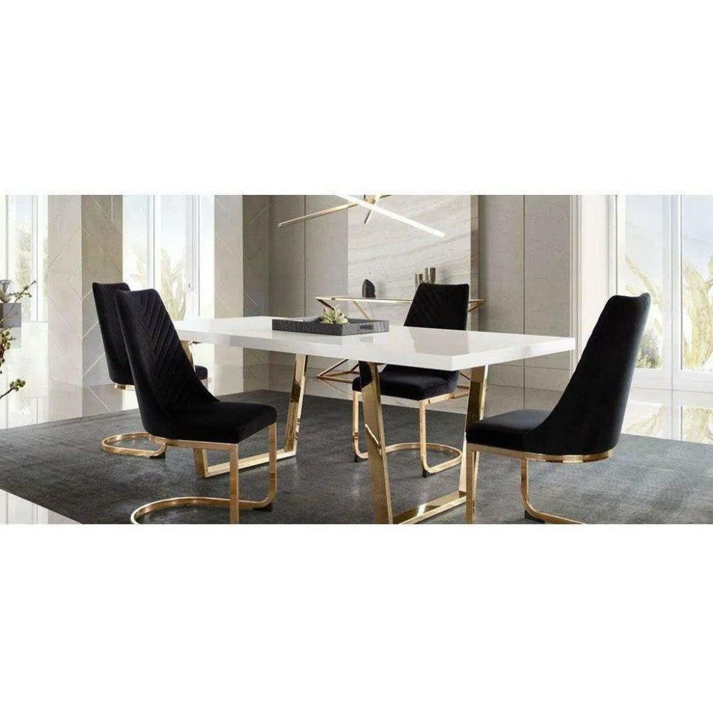 2PC Black Velvet & Gold Dining Chairs - Modern Upholstered Side Chairs for Kitchen, Dining Room, or Breakfast Nook - Elegant Home Decor
